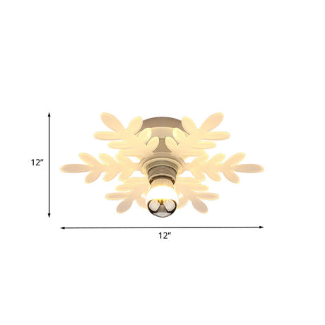 Nordic Acrylic Led Flush Mounted Lamp – Olive Branch Semi Flushmount 1 Head White/Warm Light For