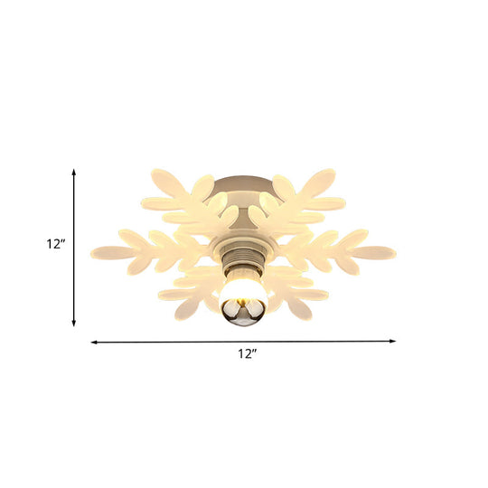 Nordic Acrylic Led Flush Mounted Lamp – Olive Branch Semi Flushmount 1 Head White/Warm Light For