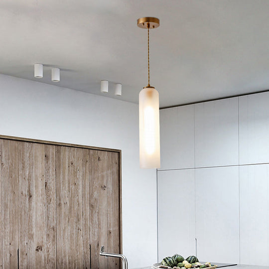 Modern Gold Pendant Light With Milk White Glass - Perfect For Dining Rooms