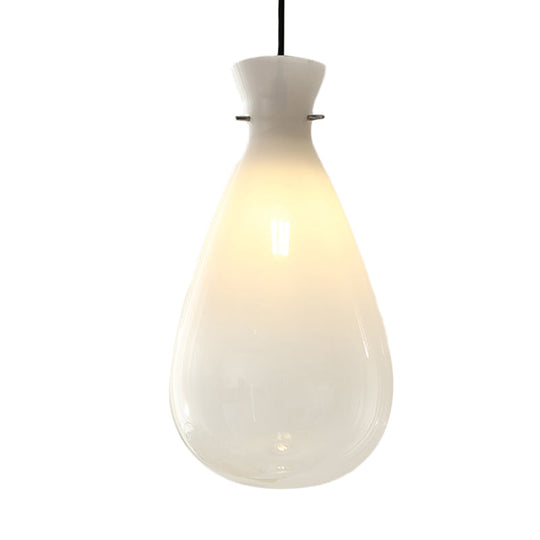 Waterdrop Glass Pendant Light - Simple White 1-Light Ceiling Lamp For Restaurants