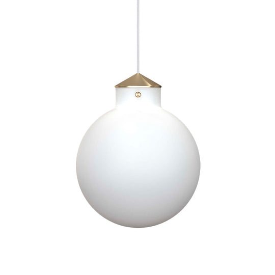 Simple Brass Globe Ceiling Pendant Light With Milk White Glass - Perfect Bedside Lamp