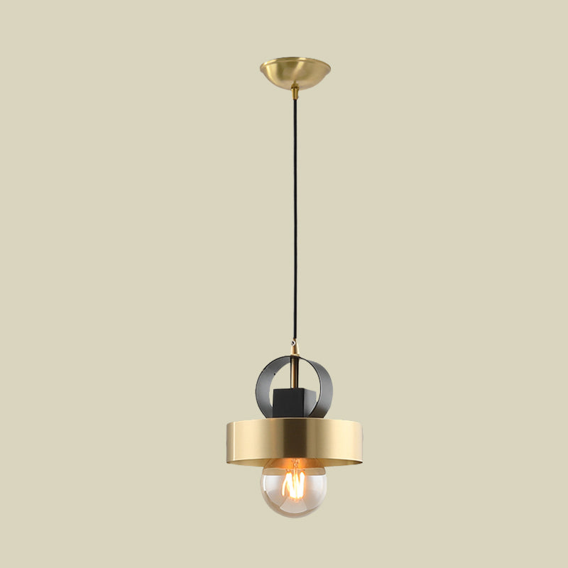 Modern Round Gold Pendant Light With 1 Bulb For Bedside Ceiling Fixture