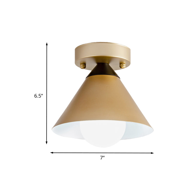 Modern Metallic Flushmount Ceiling Light With Conical Design - 1 - Light Gold Finish