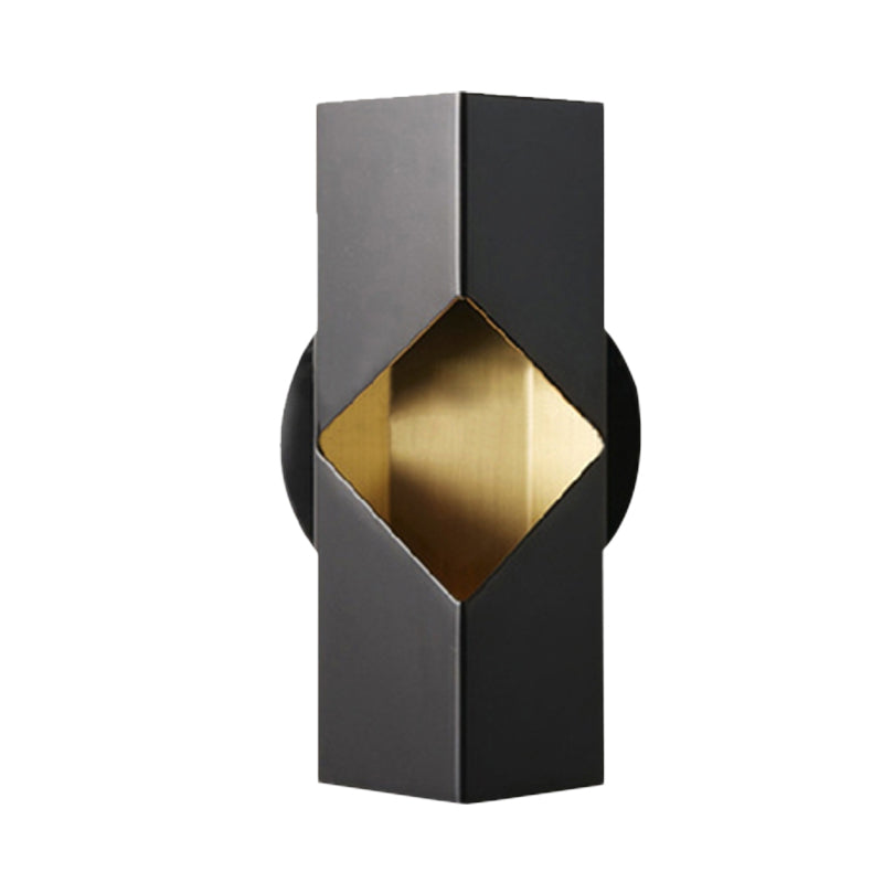 Modern Black Geometric Led Sconce For Bedroom Wall Mounting With Iron Shade