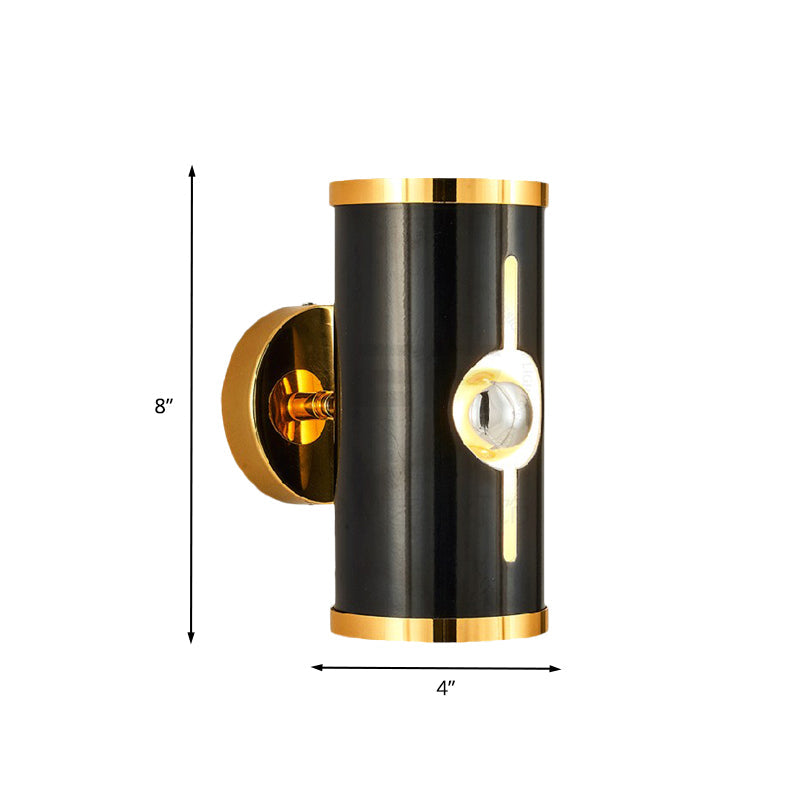 Modern Black Metal Cylinder Wall Sconce - 1 Head Up And Down Lighting