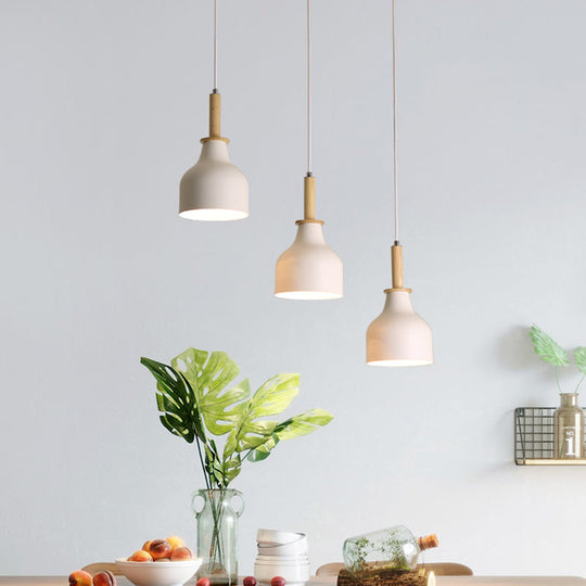 Modern Nordic 3-Light Urn Cluster Pendant With White/Black Finish: Elegant Iron Hanging Light Linear