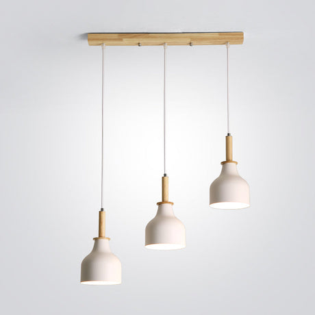 Modern Nordic 3-Light Urn Cluster Pendant With White/Black Finish: Elegant Iron Hanging Light Linear