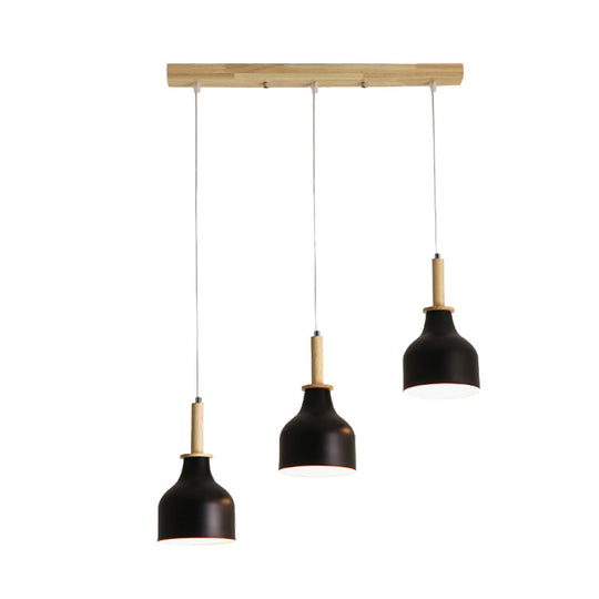 Modern Nordic 3-Light Urn Cluster Pendant With White/Black Finish: Elegant Iron Hanging Light Linear