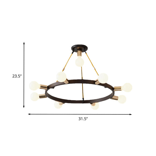 Minimalist Metal Loop Pendant Light: Modern 7/9-Head Black And Gold Chandelier For Bedroom