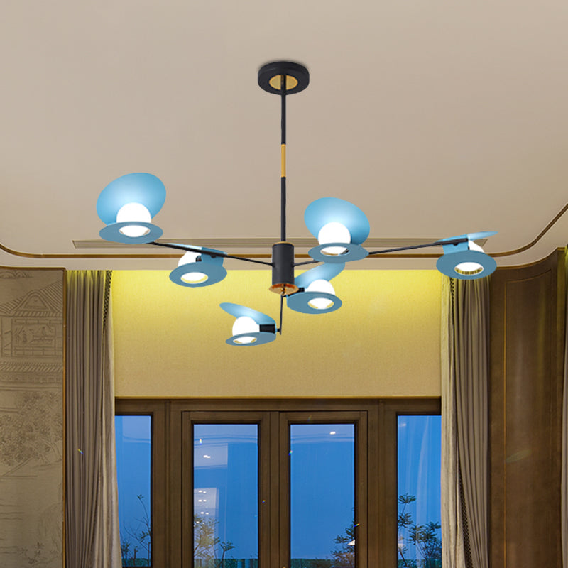 Contemporary Mussel-Shaped Ceiling Chandelier: 6/8-Bulb Living Room Suspension Lamp In Blue/Black &