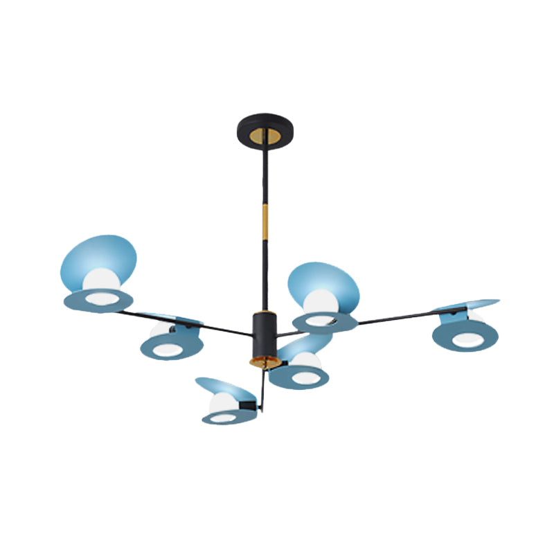 Contemporary Mussel-Shaped Ceiling Chandelier: 6/8-Bulb Living Room Suspension Lamp In Blue/Black &