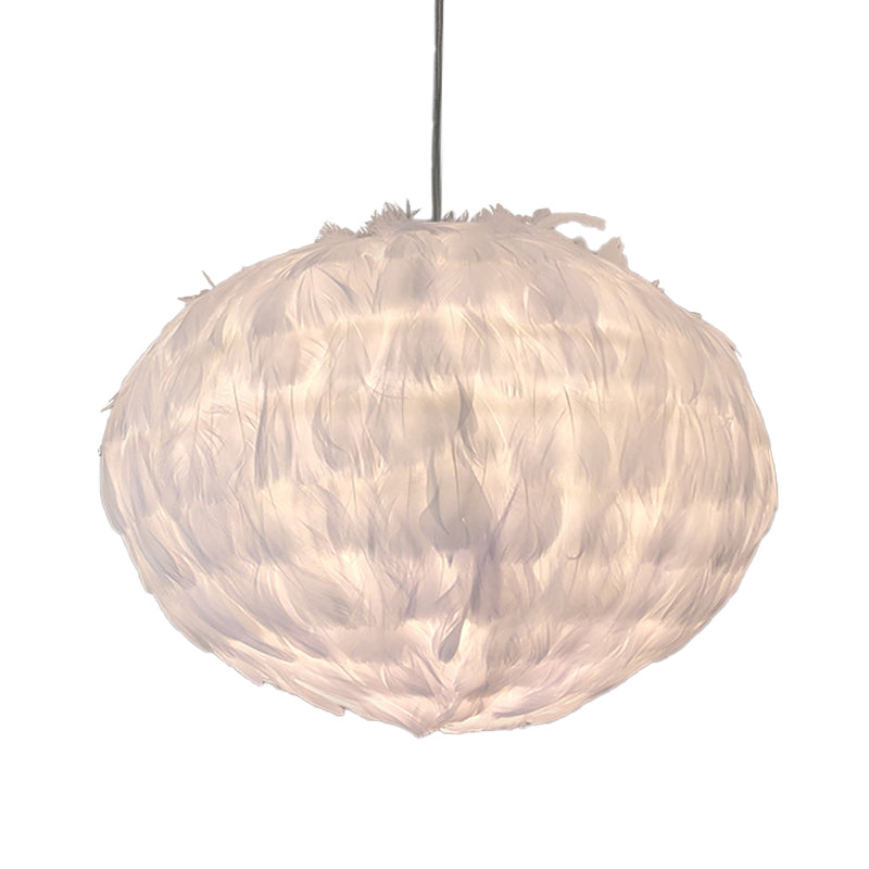 Modern Feather Ball Hanging Pendant Light With 1 Bulb For Bedroom Ceiling Suspension In Elegant