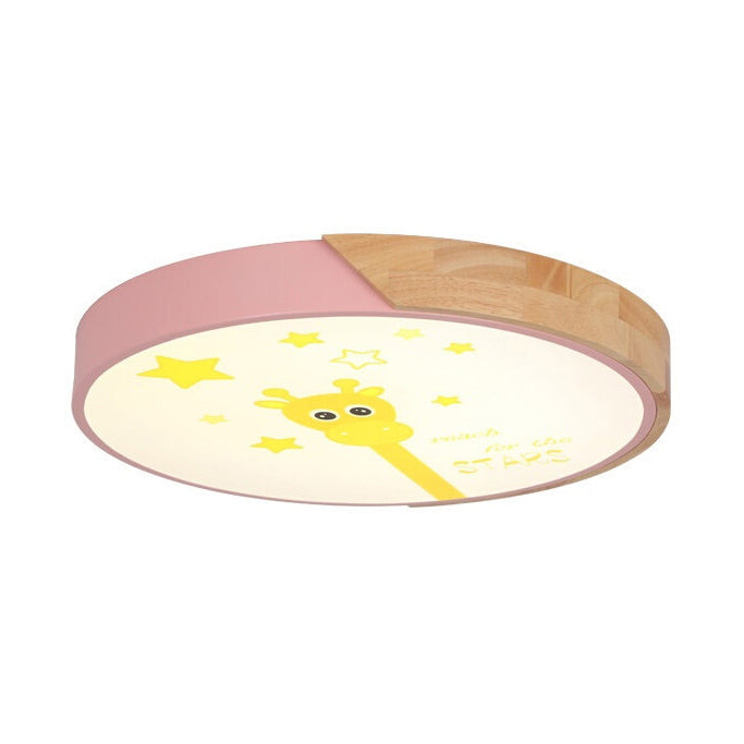 Giraffe Themed Acrylic Flush Ceiling Light For Kids Bedroom Pink / 12 A