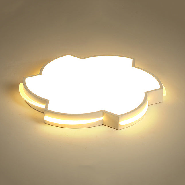 Modern Floral Led Ceiling Lamp For Bedroom/Balcony - White Flush Mount Light / 16’ Warm