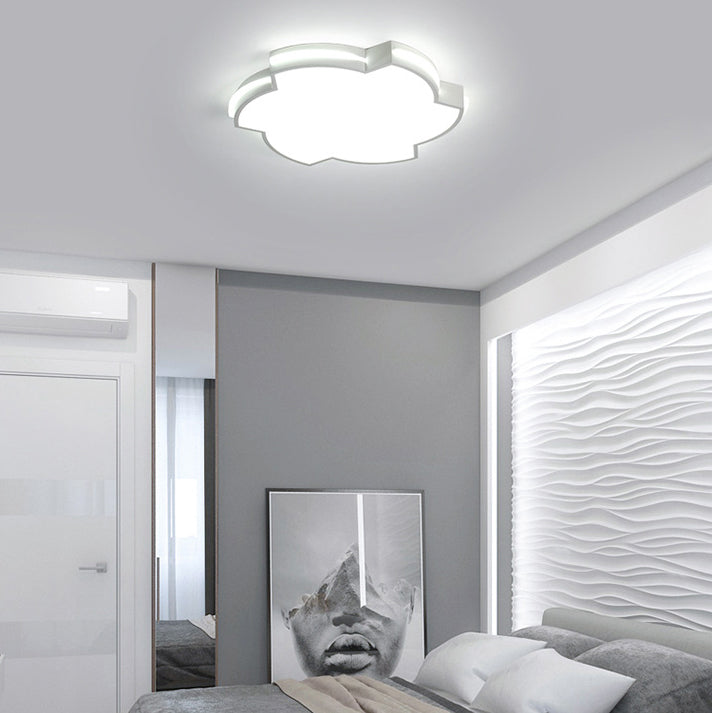 Modern Floral Led Ceiling Lamp For Bedroom/Balcony - White Flush Mount Light
