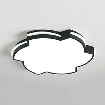 Modern Floral Led Ceiling Lamp For Bedroom/Balcony - White Flush Mount Light Black / 16