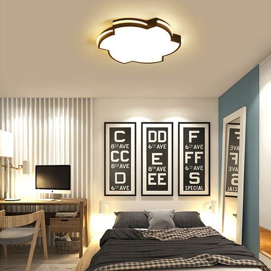 Modern Floral Led Ceiling Lamp For Bedroom/Balcony - White Flush Mount Light