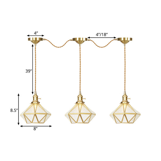 Gold Series Diamond Multi-Light Pendant With Clear Water Glass Traditional 3/5/7-Light Suspension