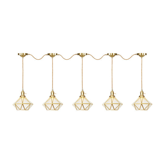 Gold Series Diamond Multi-Light Pendant With Clear Water Glass Traditional 3/5/7-Light Suspension