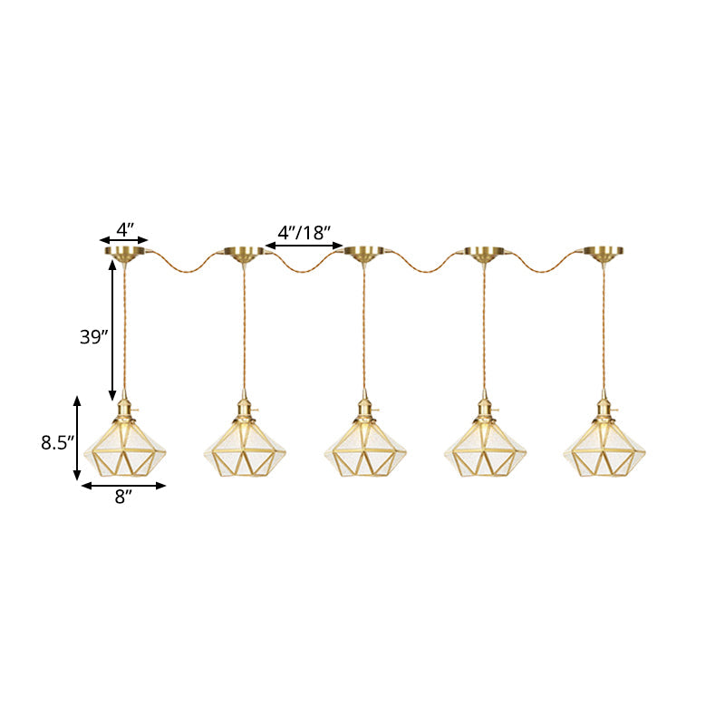 Gold Series Diamond Multi-Light Pendant With Clear Water Glass Traditional 3/5/7-Light Suspension