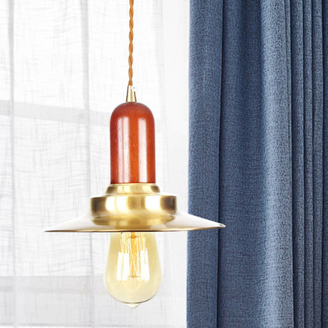 Industrial Gold Pendant Light - Stylish Flat Bulb Shape Ceiling Fixture / A