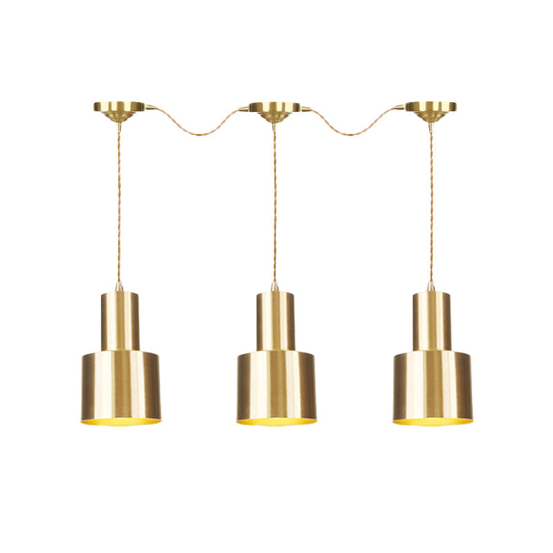 Industrial-Style Tandem Ceiling Pendant Lamp With Metal Gold Finish (3/5/7 Heads)