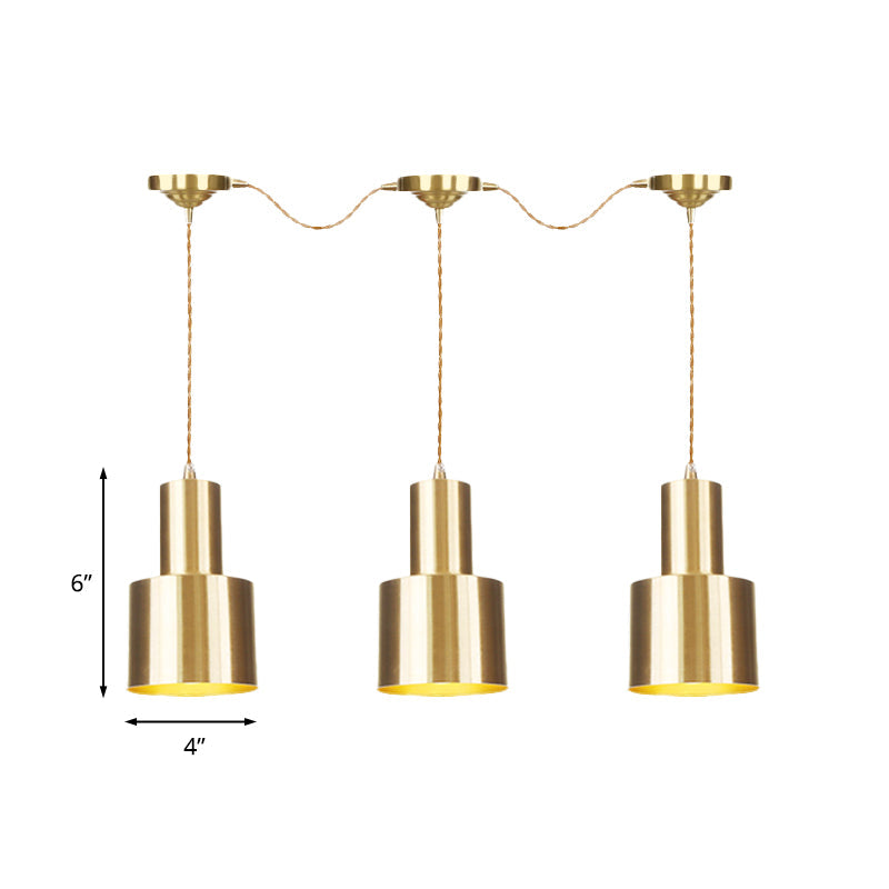 Industrial-Style Tandem Ceiling Pendant Lamp With Metal Gold Finish (3/5/7 Heads)