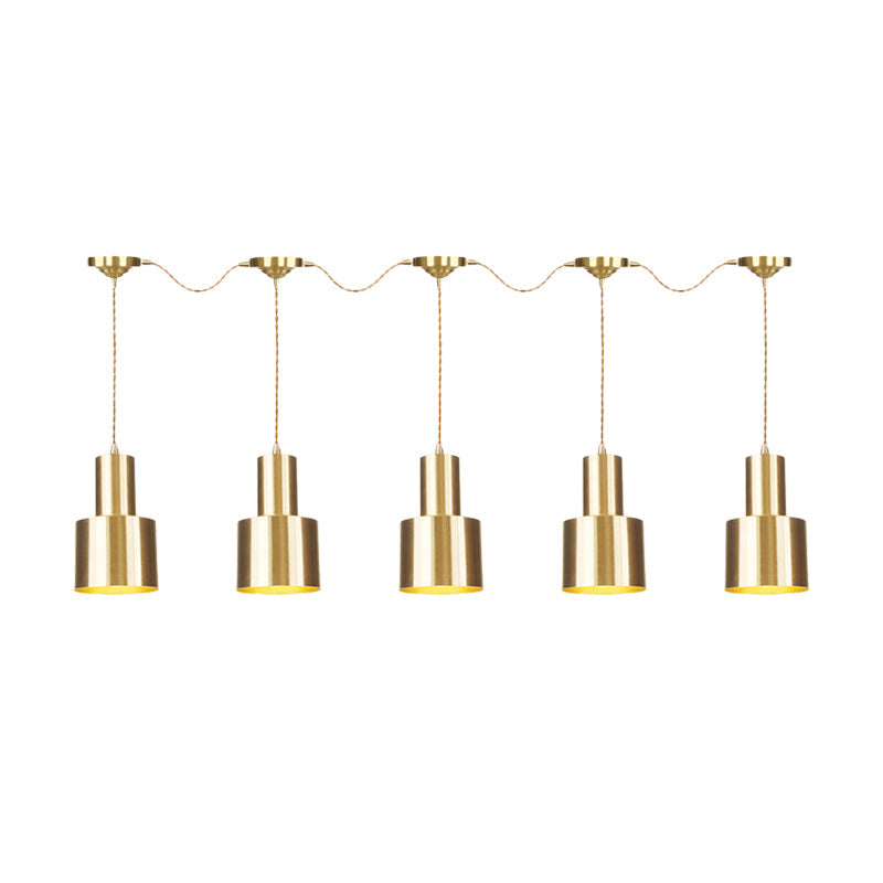 Industrial-Style Tandem Ceiling Pendant Lamp With Metal Gold Finish (3/5/7 Heads)