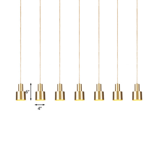 Industrial-Style Tandem Ceiling Pendant Lamp With Metal Gold Finish (3/5/7 Heads)