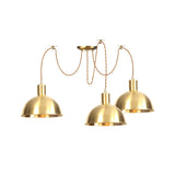 Gold Swag Pendant Lamp With Domed Metallic Design - Industrial Multi-Light Fixture For Clothes Shop