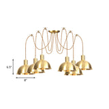 Gold Swag Pendant Lamp With Domed Metallic Design - Industrial Multi-Light Fixture For Clothes Shop