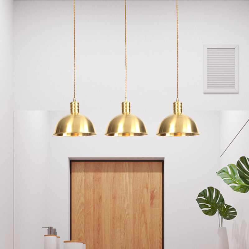 Industrial Multi-Hanging Pendant Lamp With Gold Dome Shade - 3/5/7 Lights For Restaurant Lighting