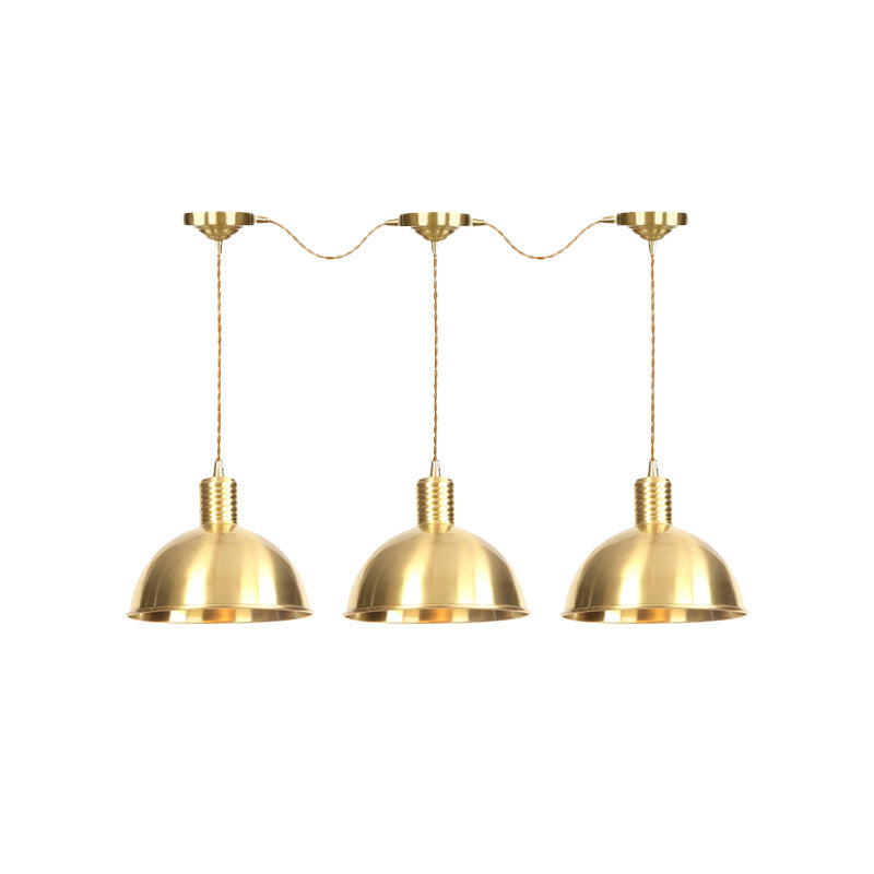 Industrial Multi-Hanging Pendant Lamp With Gold Dome Shade - 3/5/7 Lights For Restaurant Lighting