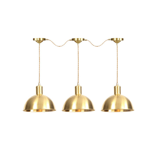 Industrial Multi-Hanging Pendant Lamp With Gold Dome Shade - 3/5/7 Lights For Restaurant Lighting