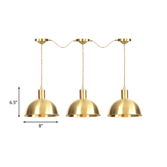 Industrial Multi-Hanging Pendant Lamp With Gold Dome Shade - 3/5/7 Lights For Restaurant Lighting