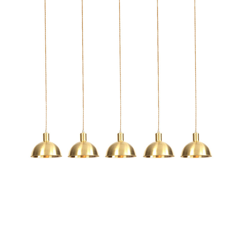 Industrial Multi-Hanging Pendant Lamp With Gold Dome Shade - 3/5/7 Lights For Restaurant Lighting