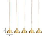 Industrial Restaurant Pendant Lamp With Gold Dome Metal Shade - 3/5/7-Light Tandem Multi Hanging