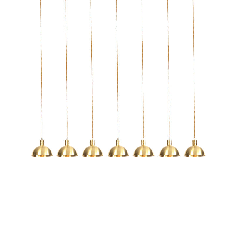 Industrial Multi-Hanging Pendant Lamp With Gold Dome Shade - 3/5/7 Lights For Restaurant Lighting