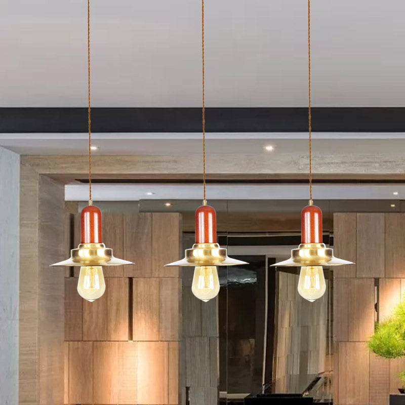 Industrial Gold Finish Tandem Pendant Light With Multiple Bulbs - Perfect For High Ceiling Areas