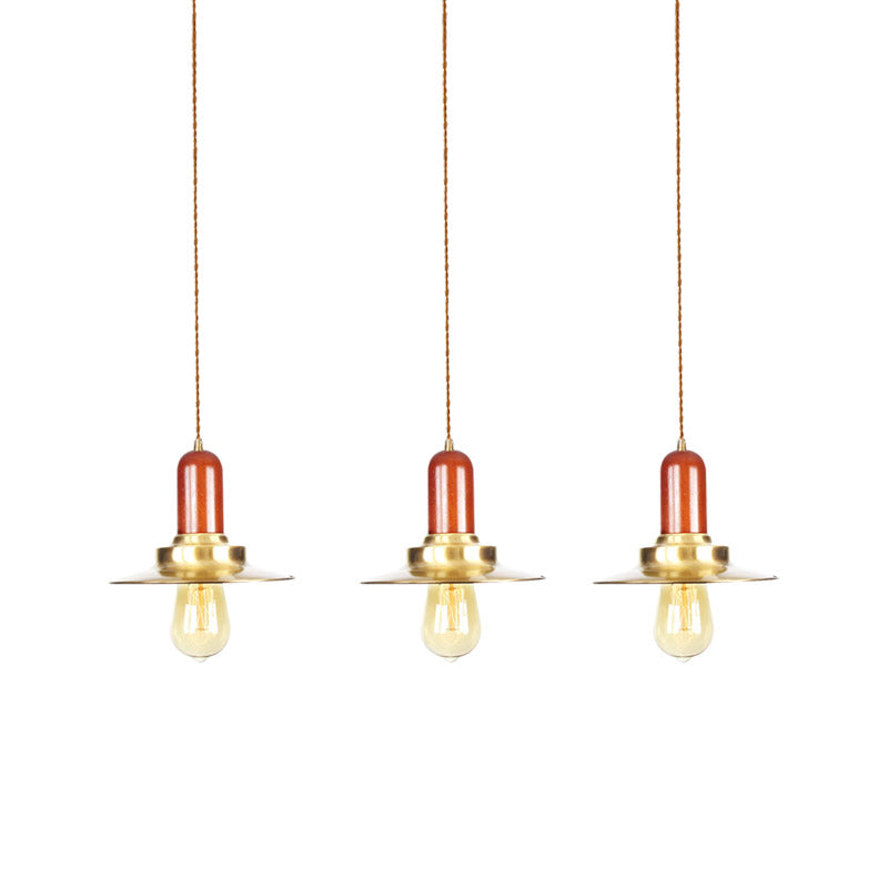 Industrial Gold Finish Tandem Pendant Light With Multiple Bulbs - Perfect For High Ceiling Areas