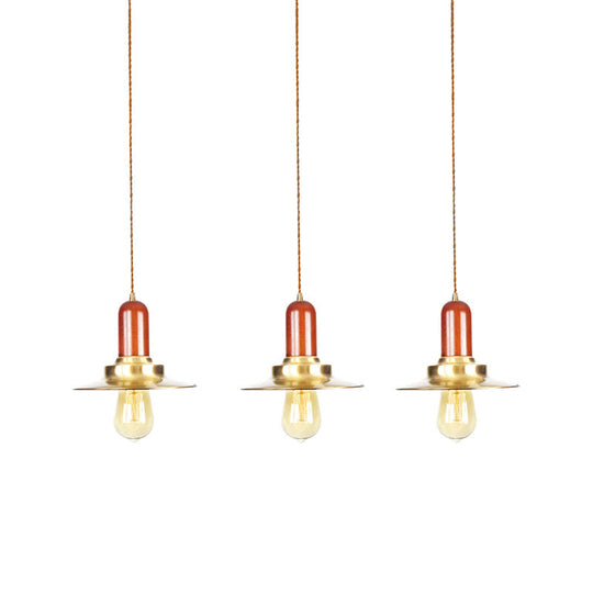 Industrial Gold Finish Tandem Pendant Light With Multiple Bulbs - Perfect For High Ceiling Areas
