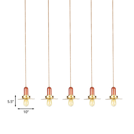 Gold Finish 3/5/7-Bulb Industrial Metallic Pendant Lamp - Multiple Hanging Lights For Ceiling