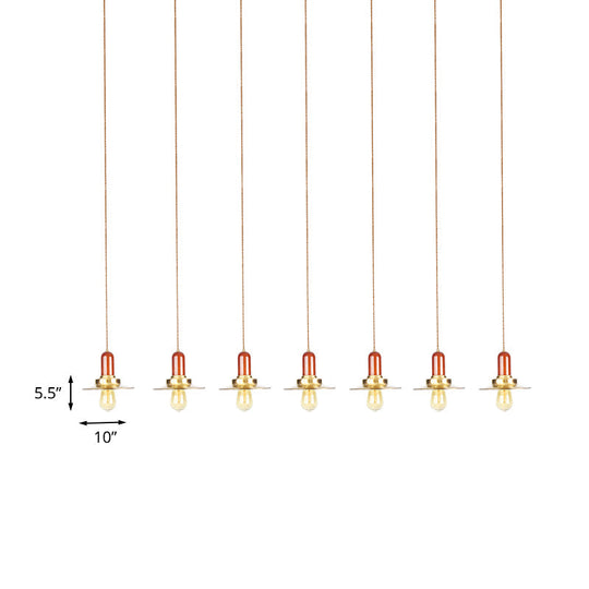 Industrial Gold Finish Tandem Pendant Light With Multiple Bulbs - Perfect For High Ceiling Areas