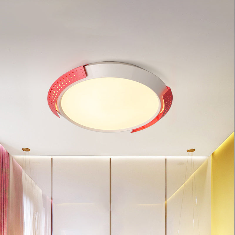 Modernist Led Pink/Gold Round Metal Ceiling Fixture With Hollow Design 16’/19.5’/23.5’ W