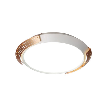 Modernist Led Pink/Gold Round Metal Ceiling Fixture With Hollow Design 16/19.5/23.5 W