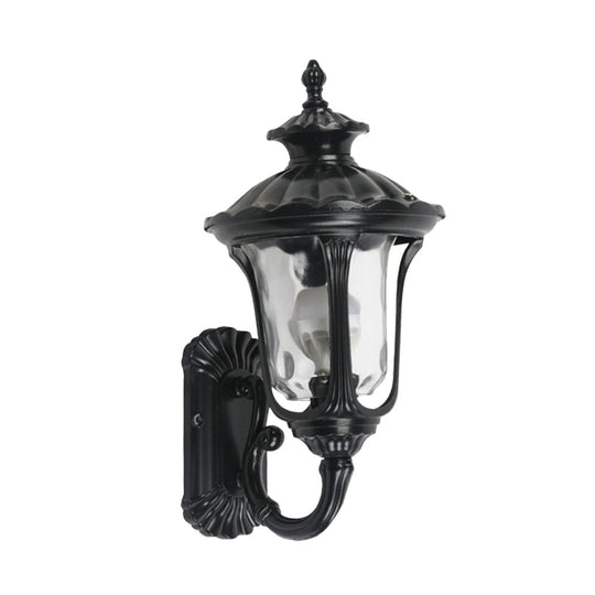 Rustic Urn Wall Light Sconce - Aluminum 1-Head Mount Lamp In Black/Bronze With Water Glass Shade