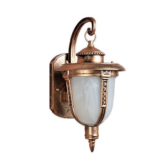 Opal Frosted Glass Brass Acorn Sconce Light Fixture - Country Wall Lamp