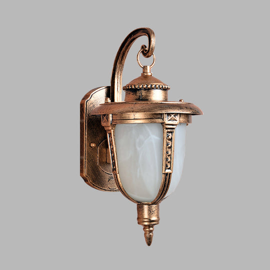 Opal Frosted Glass Brass Acorn Sconce Light Fixture - Country Wall Lamp