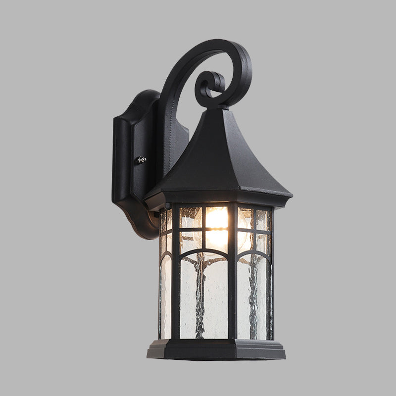 Clear Water Glass Sconce - Farmhouse Black/Bronze Wall Mounted Light Pavilion Courtyard