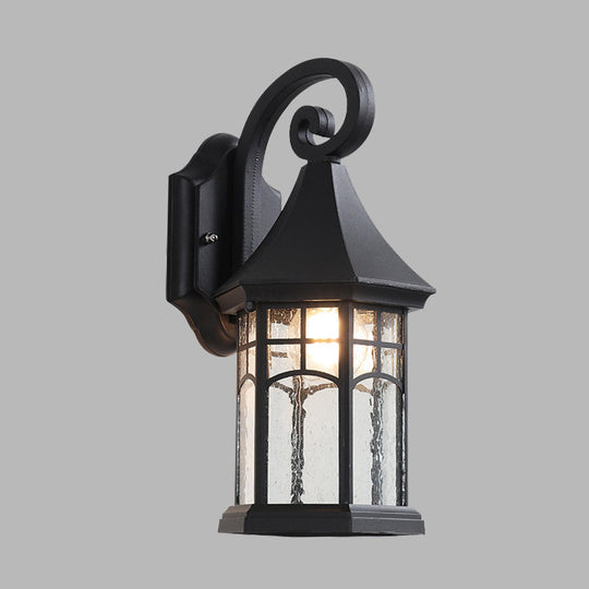 Clear Water Glass Sconce - Farmhouse Black/Bronze Wall Mounted Light Pavilion Courtyard